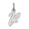 Sterling Silver Rhodium-plated Small Script Initial V Charm