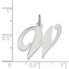 Sterling Silver Rhodium-plated Large Fancy Script Initial W Charm