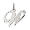 Sterling Silver Rhodium-plated Medium Fancy Script Initial W Charm