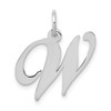 14K White Gold Medium Fancy Script Initial W Charm