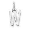 14K White Gold Small Slanted Block Initial W Charm