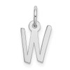 14K White Gold Small Slanted Block Initial W Charm