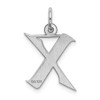 Sterling Silver Rhodium-plated Medium Artisan Block Initial X Charm