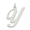 Sterling Silver Rhodium-plated Large Fancy Script Initial Y Charm