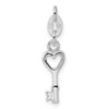 Sterling Silver Rhodium-plated Polished Open Heart Key Charm