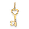 14k Yellow Gold Polished Hearts Key Charm