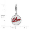 Rhodium-Plated Sterling Silver Enameled Love w/Lobster Clasp Charm