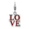 Sterling Silver Red Enameled Love w/Lobster Clasp Charm