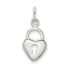 Sterling Silver Polished Diamond-cut Heart Lock Charm