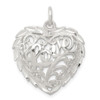 Sterling Silver Diamond-cut Heart Charm
