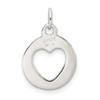 Sterling Silver Polished Circle w/Heart Charm