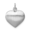 Sterling Silver Rhodium-Plated Brushed/Polished Reversible Puffed Heart Charm