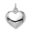 Sterling Silver Rhodium-Plated Brushed/Polished Reversible Puffed Heart Charm