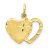 10k Yellow Gold Solid Diamond-Cut Double Heart Charm