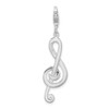 Sterling Silver Diamond-cut Treble Clef w/Lobster Clasp Charm