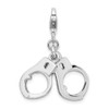 Sterling Silver 3-D Polished Movable Hand Cuffs w/Lobster Clasp Charm