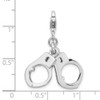 Sterling Silver 3-D Polished Movable Hand Cuffs w/Lobster Clasp Charm