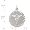 Sterling Silver Rhodium-plated Caduceus Disc Charm