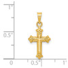 14k Yellow Gold Fleur De Lis Hollow Cross Charm