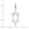 14k White Gold 3-D Elongated Star Of David Charm