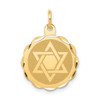 14k Yellow Gold Solid Star Of David Disc Charm