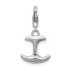 Sterling Silver 3-D Polished Anchor w/Lobster Clasp Charm