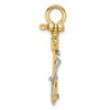 14k Yellow Gold with Rhodium 3-D Textured Anchor w/ Rope and Shackle Bail Charm
