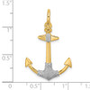 14k Yellow Gold and Rhodium 3-D Textured Anchor w/Shackle Bail Charm