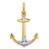 14k Yellow Gold and Rhodium 3-D Textured Anchor w/Shackle Bail Charm