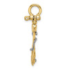 14k Yellow and White Gold 3-D Small Anchor w/ Rope and Shackle Bail Charm