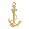 14k Yellow Gold with Rhodium 3-D Large Anchor w/ Rope and Shackle Bail Charm