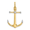 14k Yellow Gold and Rhodium 3-D Anchor w/Long T Bar w/Shackle Bail Charm