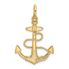 14k Yellow Gold 3-D Textured Anchor w/ Rope and Shackle Bail Charm