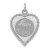 Sterling Silver Rhodium-plated Happy Anniversary Polished & Satin Disc Charm