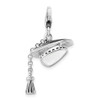 Sterling Silver 3-D Graduation Cap w/Lobster Clasp Charm