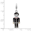 Sterling Silver and Black Enamel Groom w/ Lobster Clasp Charm