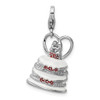 Sterling Silver 3-D Enameled Wedding Cake w/Lobster Clasp Charm