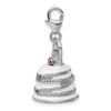 Sterling Silver 3-D Enameled Wedding Cake w/Lobster Clasp Charm