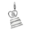 Sterling Silver 3-D Enameled Wedding Cake w/Lobster Clasp Charm