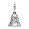 Sterling Silver Polished Movable Bell w/Lobster Clasp Charm