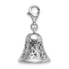 Sterling Silver Polished Movable Bell w/Lobster Clasp Charm