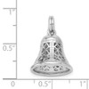 Sterling Silver Rhodium-plated Polished Movable Bell Charm