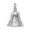 Sterling Silver Rhodium-plated Polished Movable Bell Charm