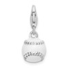 Sterling Silver 3-D Polished and Enamel Baseball w/ Lobster Clasp Charm