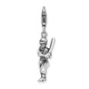 Sterling Silver 3-D Antiqued Baseball Player w/Lobster Clasp Charm