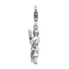 Sterling Silver 3-D Antiqued Baseball Player w/Lobster Clasp Charm