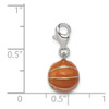 Sterling Silver 3D Enameled Basketball w/Lobster Clasp Charm