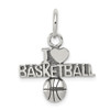 Sterling Silver Antiqued I (Heart) Basketball Charm