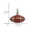 Sterling Silver Rhodium-plated 3D Brown Enameled Football Charm
