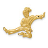 14k Yellow Gold Solid Satin Diamond-Cut Open-Backed Karate Female Charm